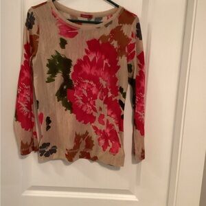 Milano Beige and Red Floral Long Sleeve Top